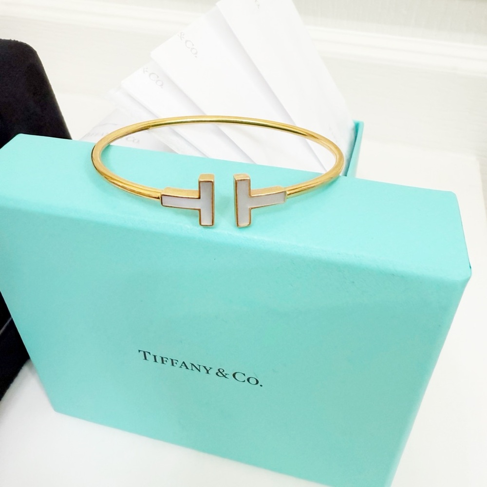 Tiffany & Co. Yellow Gold T Bracelet with Mother-of-Pearl